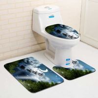 HX13737-De noël imprimé Sets 3Pcs Tapis Salle de Bain Toilettes WC Cuvette Couvercle Anti-Dérapant Décor style D09