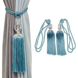 Paire de Bleu clair-Tassel Rideau Embrasses double corde recouvert de #31L237 