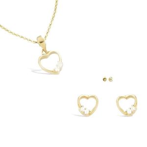 Parure Bijoux - Femme/Enfant - Dauphin - Cristal - Blanc - Plaqué Or