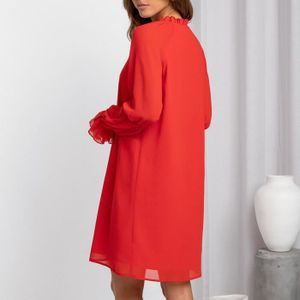ROBE Dioche Robe à manches longues Casual Dress Loose Dress Long Sleeves Women Long Sleeve V Neck Dress Loose Ruffle lingerie robe