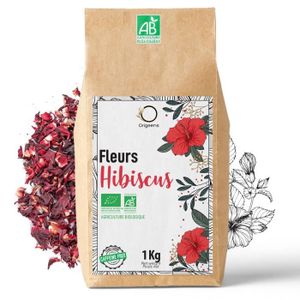 INFUSION 🌺 HIBISCUS BIO 1kg Grade Supérieur - Fleur Hibiscus pour Bissap, Thé glacé, Infusion et Tisane - Cure Detox Drainante - Fleurs