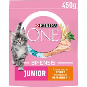 CROQUETTES LOT DE 2 - PURINA ONE - Croquettes pour chat Junior au Poulet - sac de 450 g
