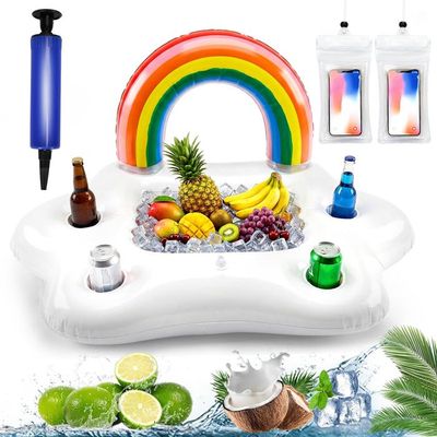 Porte-gobelet Gonflable Pour Piscine – Grand Plateau Flottant Avec Pompe – Fête Plage Et Piscine (bleu)
