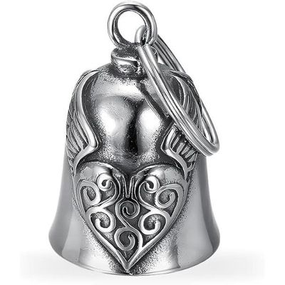 Clochette Guardian Angel Pour Moto - Porte-bonheur Motard, Avec 2 Porte-clés Et Crochet (argenté)
