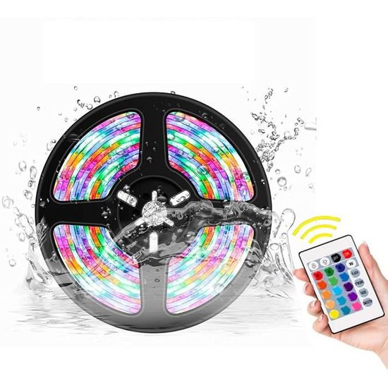 1 Mètres Bande Led Lumineuse, Ruban LED 5050 RGB Multicolore Dimmable, Contrôlé Par Avec Télécommande à 24 Touches, Lampe Décoration, Pour Chambre, Bar, Cuisine, TV, Fête, Miroir Dressing