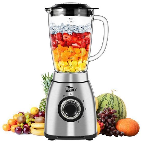 Blender 6000 W Professionnel - 2,5 L, 9 Vitesses, 4 Lames Inox - Pour Smoothies, Glaces, Soupes