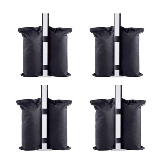Jeu De 4 Poids De Sable Pour Gazebo - Sacs Lestés Heavy Duty 25 Lbs, Tissu Oxford 800D, Noir