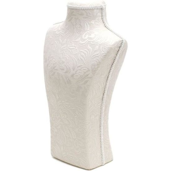 Buste Pour Collier Gifi Présentoir à Bijoux En Velours Avec Base Bois - Pour Colliers, Pendentifs - 17,5 Cm - Décoration Maison Ou Boutique Support Collier Décoratif