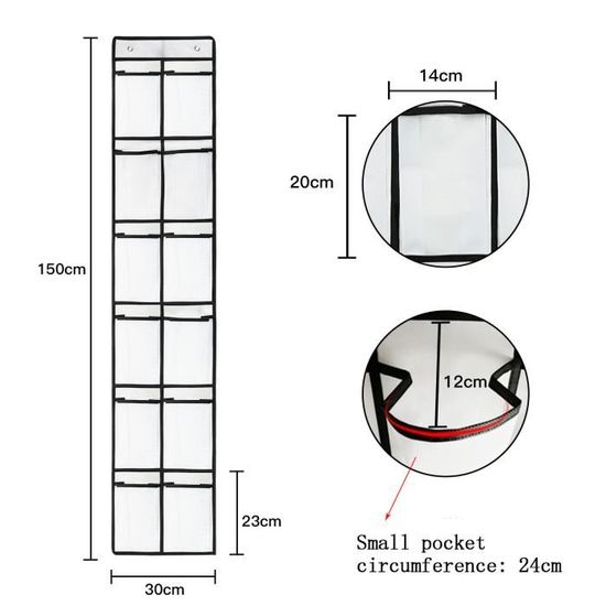 2 PCS Rangement Chaussures Suspendu 12 Poches - Porte Chaussures Gain De Place Noir