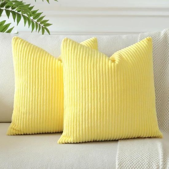 Housse De Coussin En Velours Côtelé Artscope 30x50 Cm - Jaune Or, Fermeture éclair
