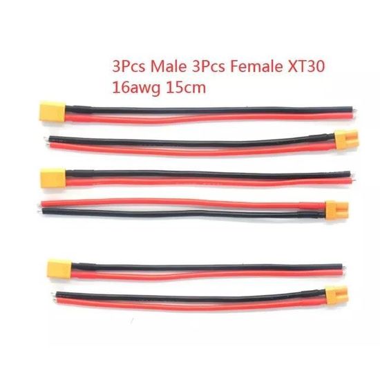 Câbles Connecteurs XT30U LINSYRC - 4 Paires Mâle/Femelle Avec Fil Silicone 16AWG 15cm - Pour Drone FPV