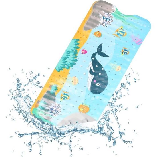 Tapis De Bain Antidérapant Extra Large 100x40 Cm - PVC, 200 Ventouses, Trous De Drainage - Pour Baignoire Et Douche