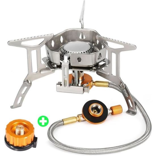 Réchaud 500 de camping à gaz déporté 1 feu compact avec allumage piezo - 3500W