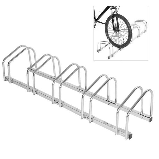 Randaco Râtelier Vélo Pour 5 Vélos - Support Mural Ou Sol - Acier Galvanisé - Pneus 35-55mm