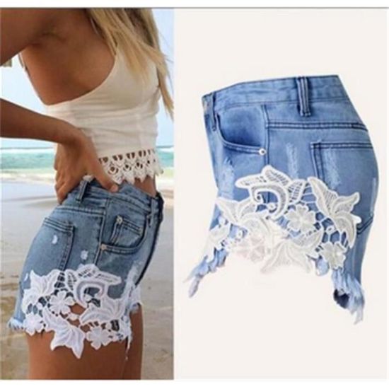 Short jean deals dentelle femme