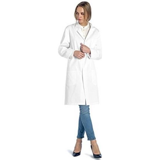 Blouse Blanche En Coton Pour Labo - Étudiants, Enseignants - Protection éclaboussures, Poches Pratiques