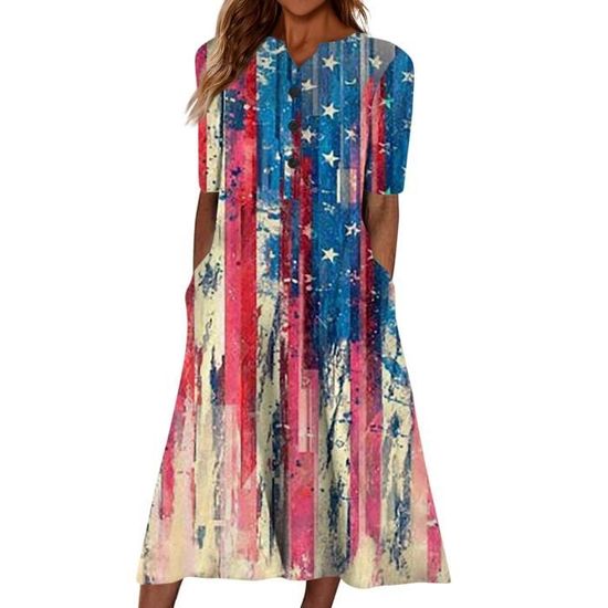 Robe ample imprimée à manches courtes