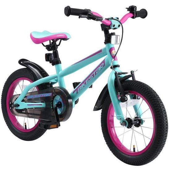 Velo enfant evolutive 14 pouces BIKESTAR pour garcon et filles de 5 7 ans Edition VTT Turquoise Berry Cdiscount Sport