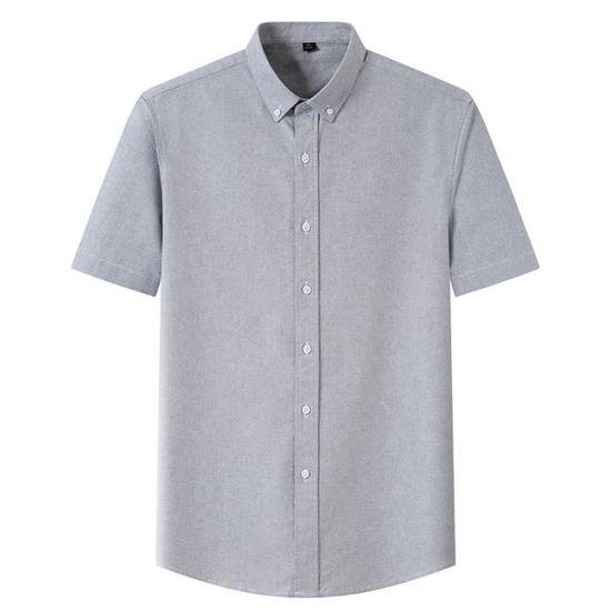 Chemise en Coton Homme sans Repassage Manches Courtes Couleur Unie Respirante Gris Cdiscount Pret a Porter