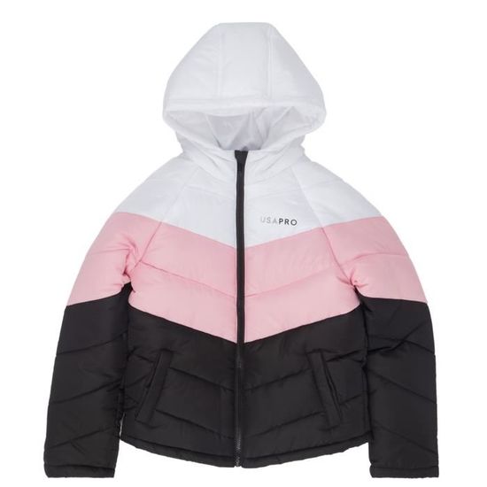 Usa Pro Doudoune A Capuche Filles Noir rose Cdiscount Pret a Porter