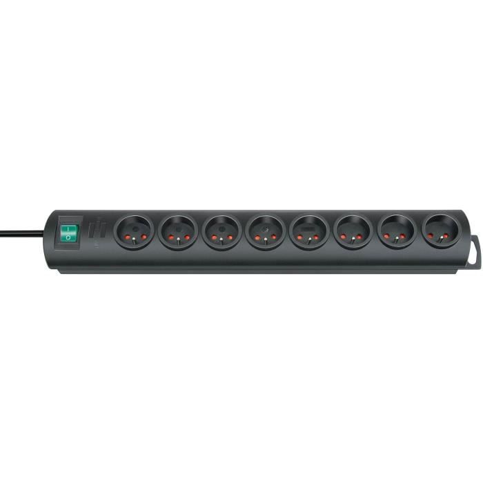 Brennenstuhl Multiprise Primera-Line Noire - 8 prises - avec 2m de câble