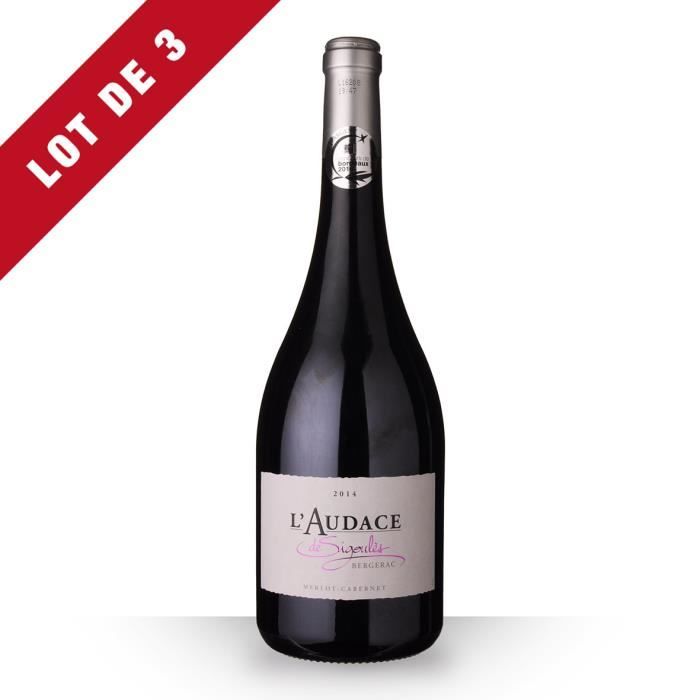 3x L'audace de Sigoulès 2014 AOC Bergerac - 3x75cl - Vin Rouge