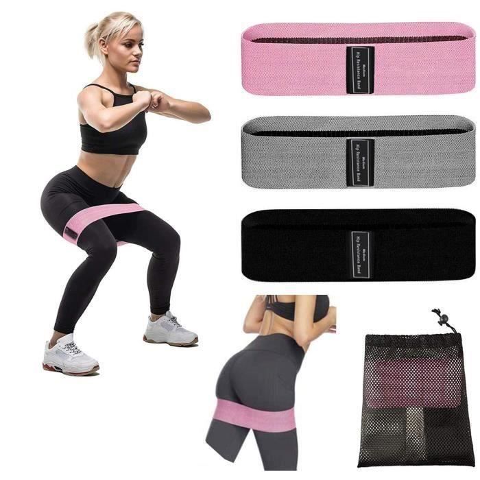 Bande de Resistance, Bande Elastique Fitness Set 3pcs, Équipement d'Exercices pour Musculation Pilates Squat, Jambes, Yoga, Fessie