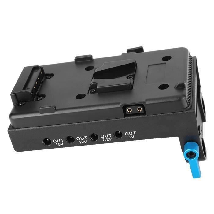 Adaptateur de plaque de batterie à montage en V avec pince à tige à double trou pour moniteur de caméra (batterie E6)
