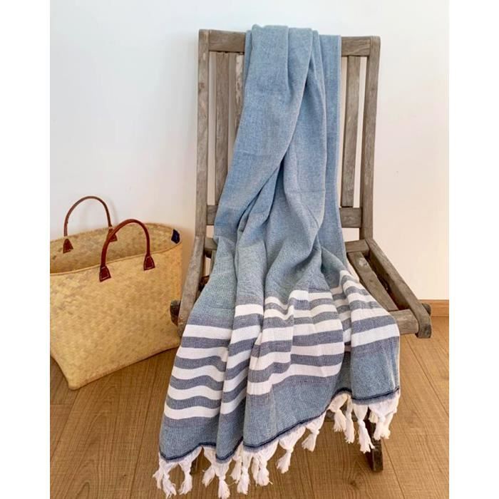 Fouta doublée éponge Galéa Tile 100% coton - 90x160 cm 400g/m²