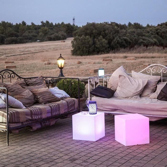 Cube Lumineux sans Fil + Télécommande avec LED à Économie d'Énergie Polyéthylène Epais Multicolore Autonome 30 x 30 x 30 cm T02D6