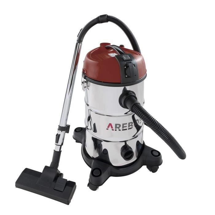 Arebos Aspirateur industriel Rouge Capacité 30 l / 2300 W / Avec prise supplémentaire / fonction soufflage / Aspirateur sec idéal ég
