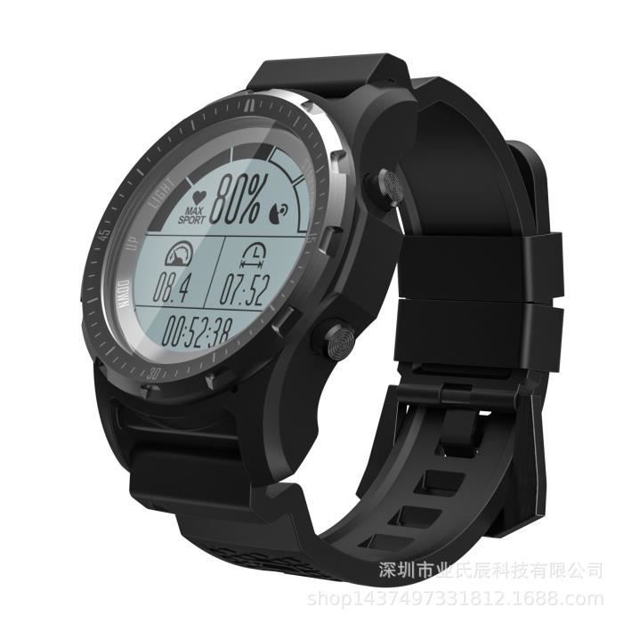 Black Appareil portable S966 GPS montre intelligente étanche fréquence cardiaque altimètre température boussole multi-sport hommes S