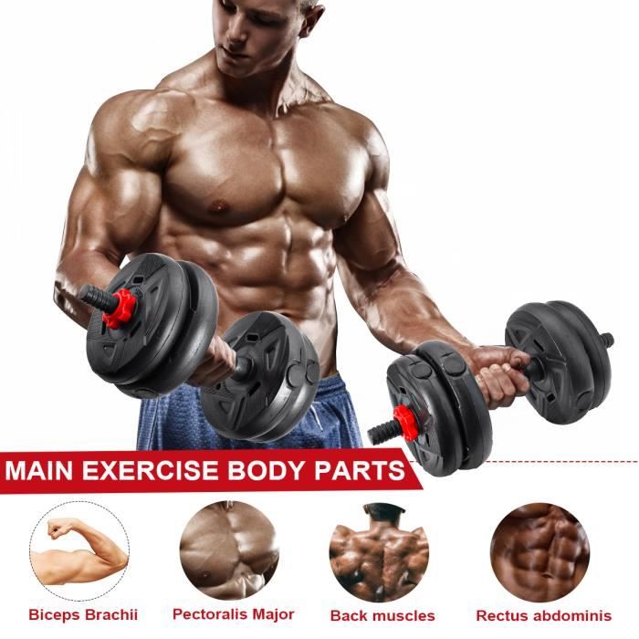 Haltères Réglables Musculation Gym Exercices 15KG