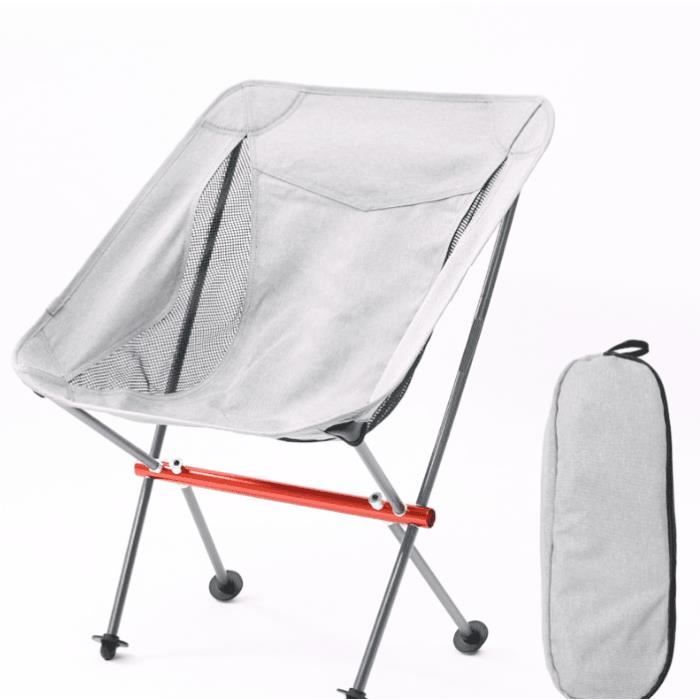 Chaise de Camping Pliable avec Sac de Transport Chaise de Plage Pliable Chaise de Jardin pour Camping Randonnée Gris