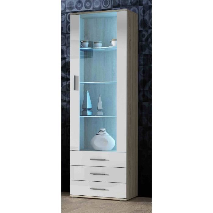 Meuble vitrine design SANO Bois/Blanc
