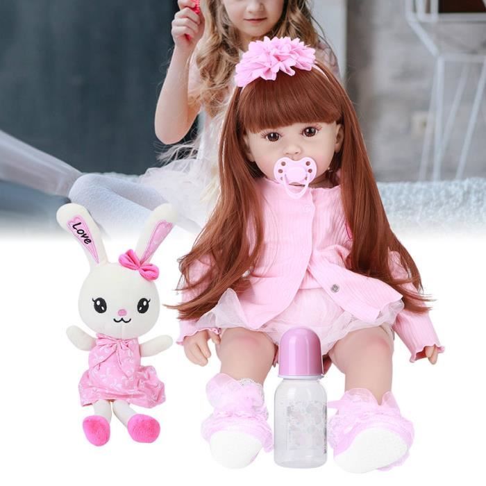 Cikonielf Poupée Reborn Reborn Toddler Silicone Baby Girl Doll Vivid Creativity Present Beautiful Baby Toy 60cm (Brown Eyes)