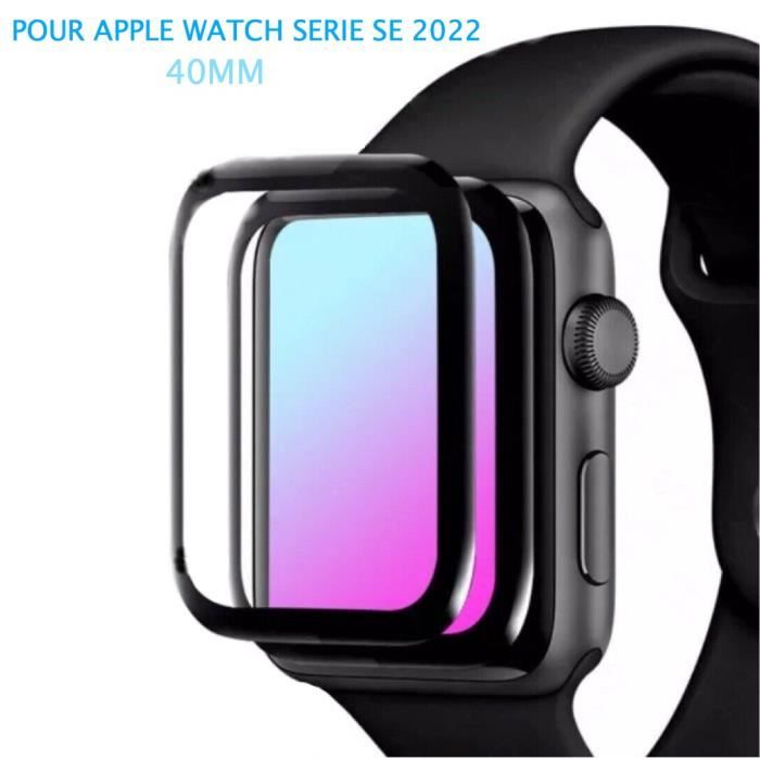 Lot de 2 Verres trempé 3D noir protection écran totale intégrale pour APPLE WATCH série SE 2022 40MM