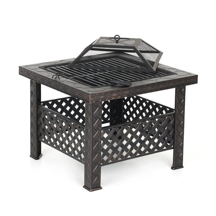 iKayaa Jardin Terrasses BBQ Ménager Barbecue 68 * 45 * 13cm avec couvercle Firepan et barbecue + barbecue - noir