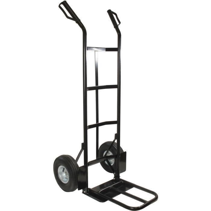 JARDIN PRATIC Diable châssis acier - roues : 410 x 350 x 4 gonflables - plateforme rabattable - Capacité 200 kg.
