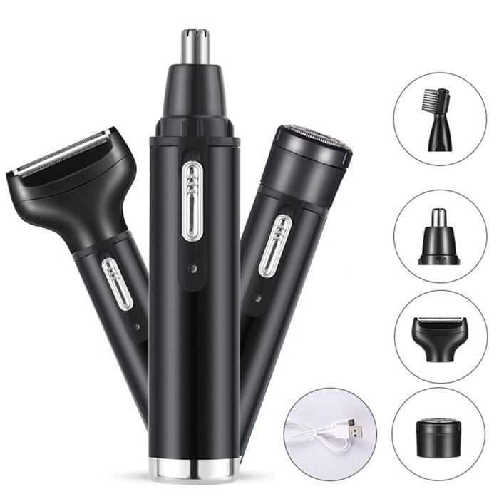 Tondeuse barbe et Nez A103, Kingcenton 4 en1 Kit de tondeuse électrique pour poils de nez/oreilles/barbe/sideburns/sourcils/rasoir