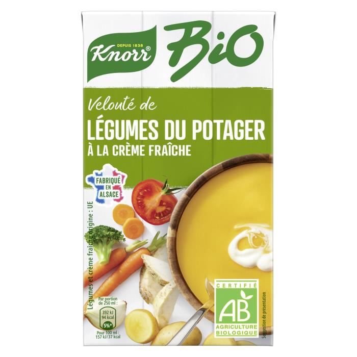 KNORR Soupe Bio Légumes du Potager à la Crème Fraîche - 1 l