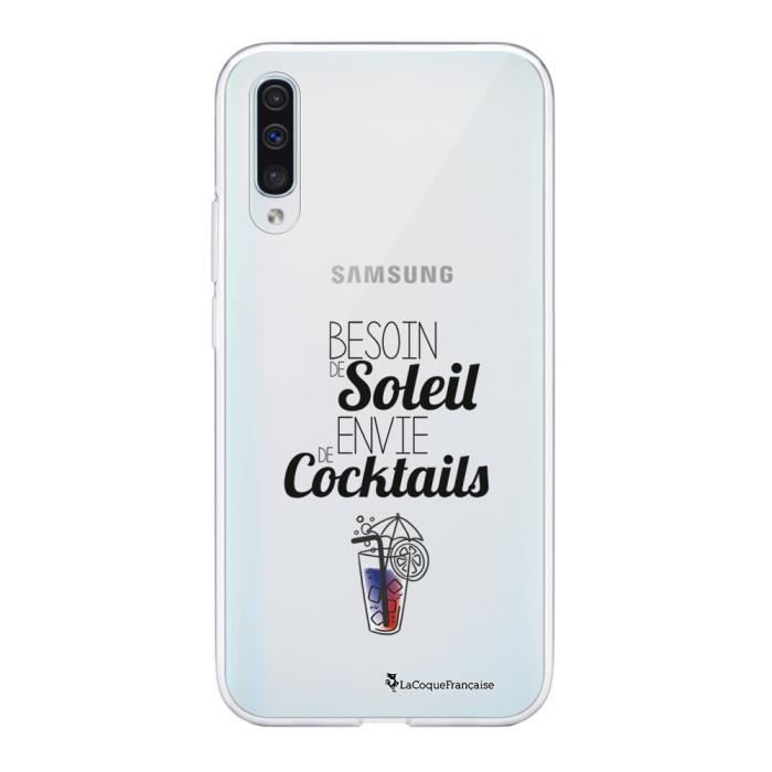 Coque Samsung Galaxy A50 360 intégrale transparente Besoin de soleil cocktails Ecriture Tendance Design La Coque Francaise.