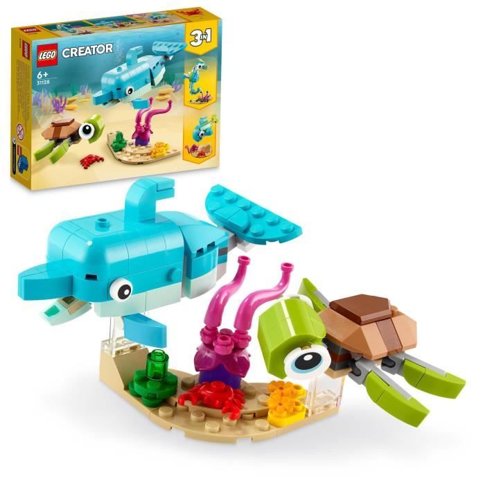 LEGO® 31128 Creator Le Dauphin Et La Tortue, Set de Figurines de Jouets d'Animaux Marins pour Filles et Garçons de 6 Ans et Plus