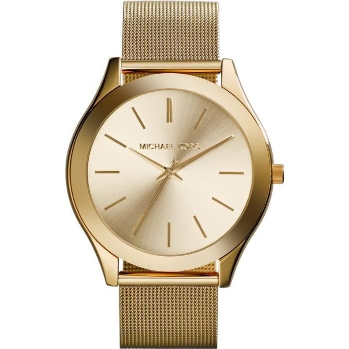 Michael Kors Montre Femme MK3282 Cadran Doré Bracelet En Filet D'acier Inoxydable Doré