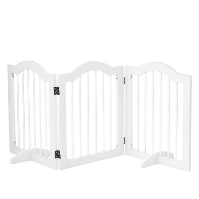 Barrière modulable pliable barrière de sécurité 154,5L x 61H cm MDF blanc