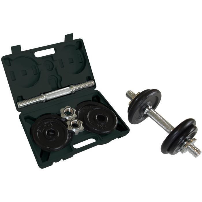 Schildkröt Fitness Set d`Haltères, 10 Kg-Barre et 4 Disques, dans Une Mallette, - 960212