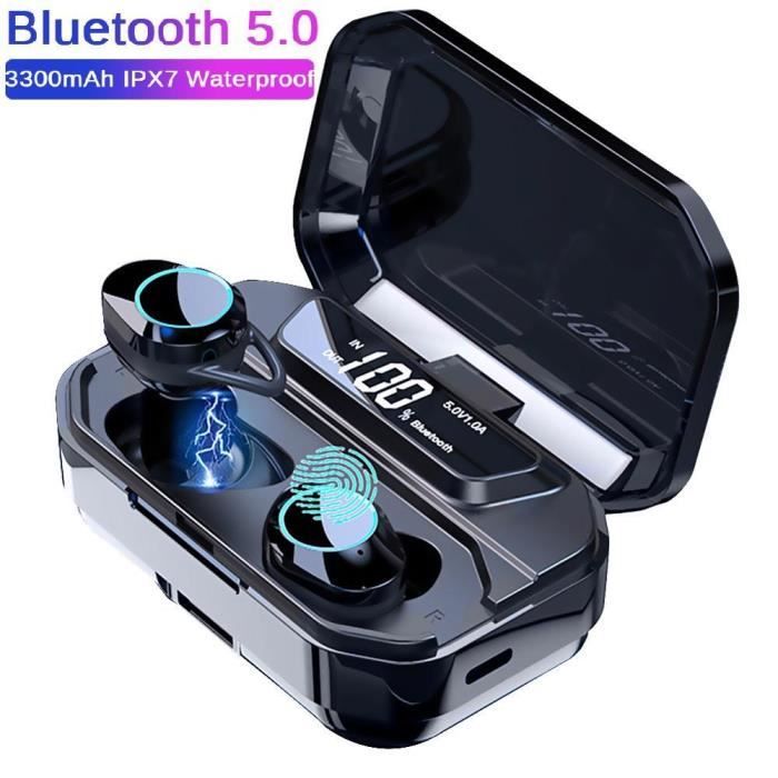 Ecouteur Bluetooth, Taofedo Écouteurs sans Fil Bluetooth 5.0 IPX7 Étanche 3300mAh Etui de Charge, Casque Sport pour iOS Android