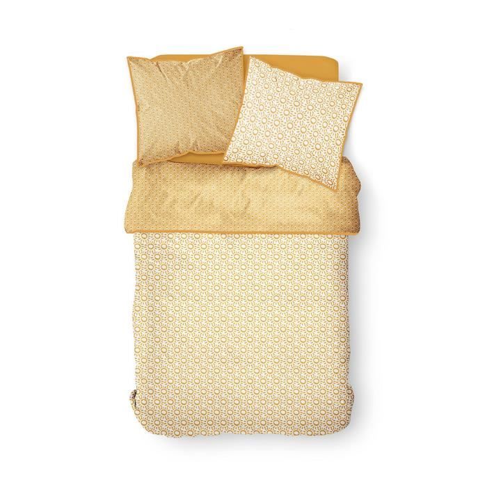 Housse de couette 220x240 avec 2 taies d'oreiller 100% Coton 57 fils Kalahari - Parure de lit 3 pièces
