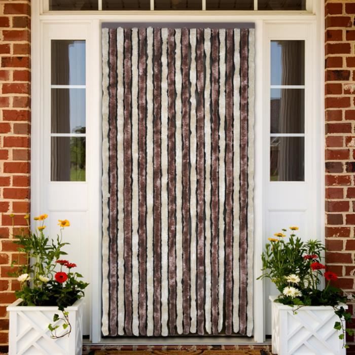 100 x 220 cm Rideau de porte chenille Brun+beige Longueur et largeur réglables Pour garder intimité empêcher chaleur et