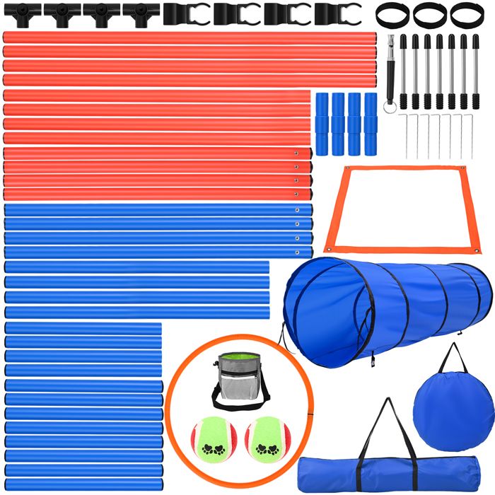 Comparer les prix de Agility Sport pour Chiens équipement Complet Obstacles et Entrainement 70 pièces Parcours Agility Chien, Tunnel, Slalom, Zone Repos